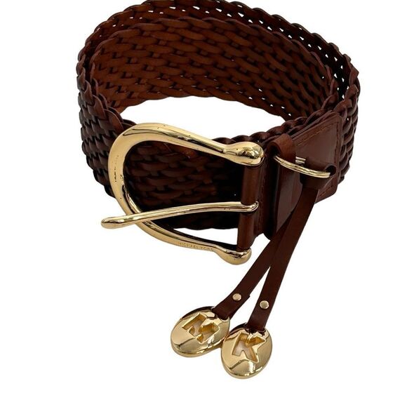 Michael Kors Women\'s Braided Leather tassel Belt brown leather size small main image 6